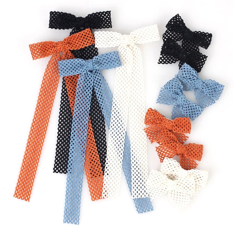 Children Solid Check Ribbon Hair Clips Headbands Girls Baby Fashion Casual Elastic Dressy Lacy Cute Bows Hairpin Hair Accessorie