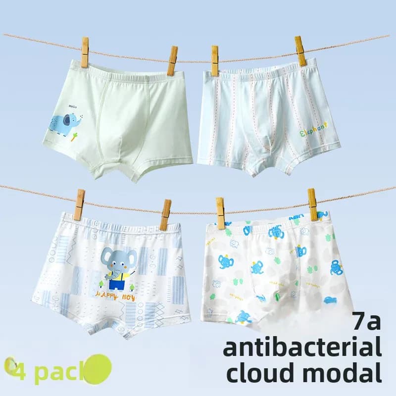 Confezione da 4 boxer in modal per ragazzi, biancheria intima comoda antibatterica 7A per bambini, adolescenti e studenti