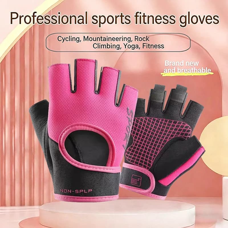 Guanti Mezze Dita Traspiranti e Antiscivolo per Donne, per Palestra, Esercizio, Ciclismo e Sport all'Aperto, Guanti in Silicone Resistenti all'Usura