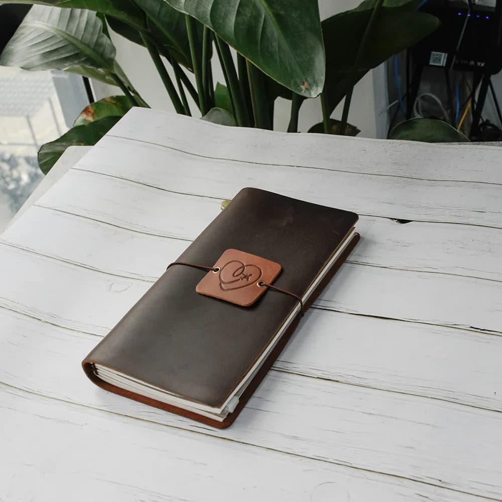 Coffee Travel Journal Genuine Leather Cover Notebook Handmade DIY Vintage Diary A5 Planner Gift Replaceable Books