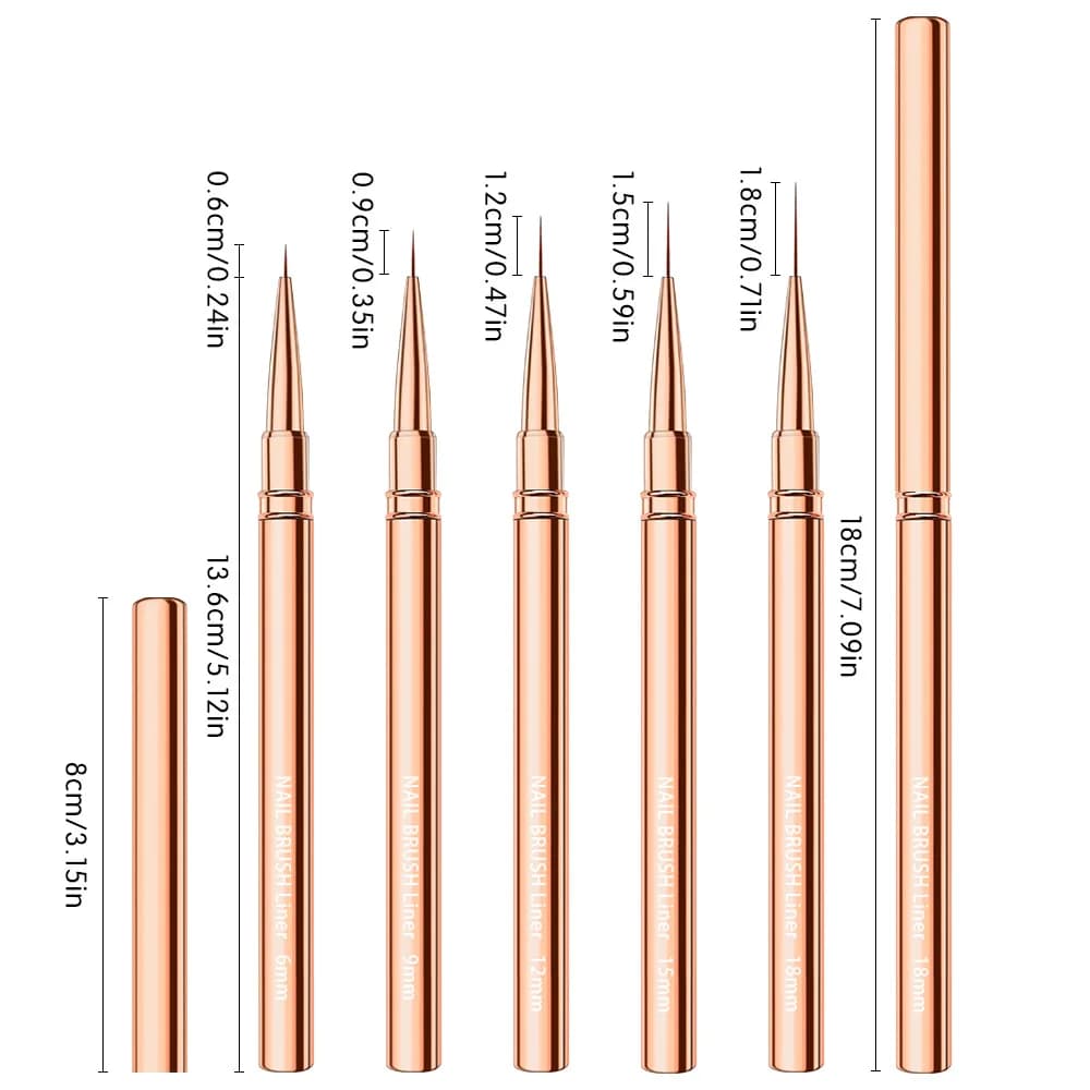 Set di pennelli per nail art da 1/3/5 pezzi con punta ultra fine per tracciature dettagliate, disegni e design delle unghie, strumento professionale per manicure