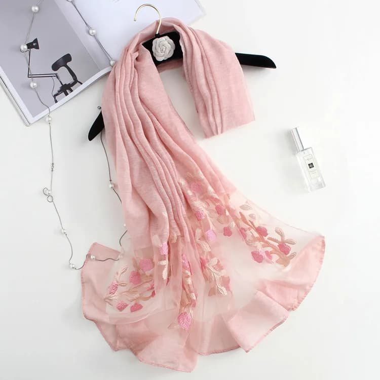 New solid color faux silk money tree jacquard scarf - women's versatile and elegant plain scarf for all seasons