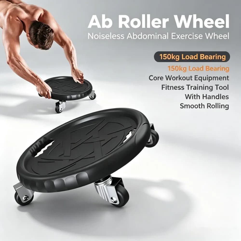 Ab Roller Wheel Noiseless Abdominal Exercise Wheel with Handles 150kg Load Bearing Core Workout Equipment Fitness Training Tool