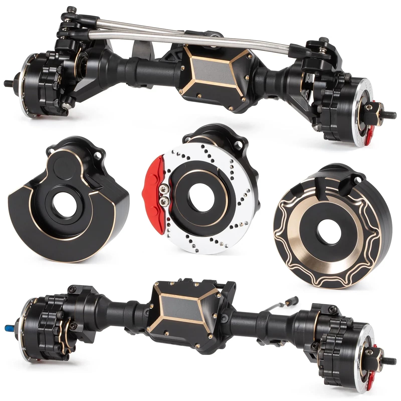 Heavy brass weights Swivel locks Knuckle Wallet Diff Cover Kingpin Drop Upgrade for TRX4 TRX6 Axis High ground distance