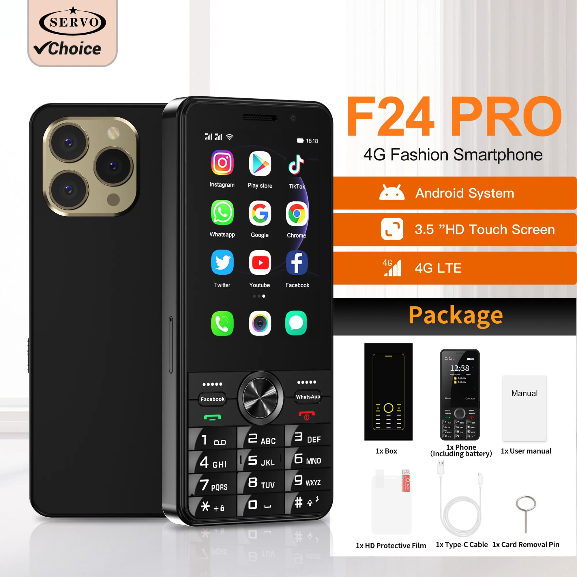 2025 Nuovo Smart Phone Android di rete 4G Schermo da 3,5 "2 SIM Doppia fotocamera Android 8.1 2 + 16GB WIFI GPS Riproduzione al negozio Telefono cellulare Tipo-C