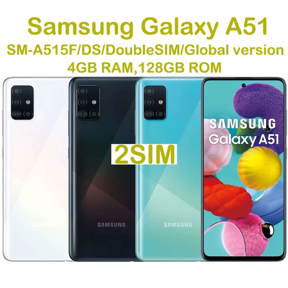 Samsung Galaxy A51 A515F Ricondizionato, Smartphone Android 2SIM Edizione Globale, Display 6.5 Pollici, Batteria 4800mAh, NFC, 15W, Sbloccato