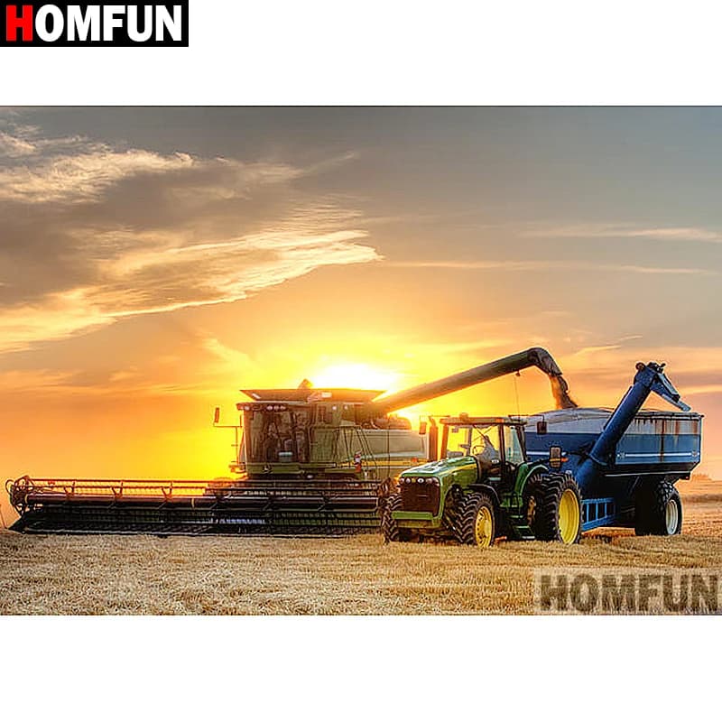 HOMFUN Full Square/Round Drill 5D DIY Diamond Painting "Car sunset" Embroidery Cross Stitch 5D Home Decor A07535