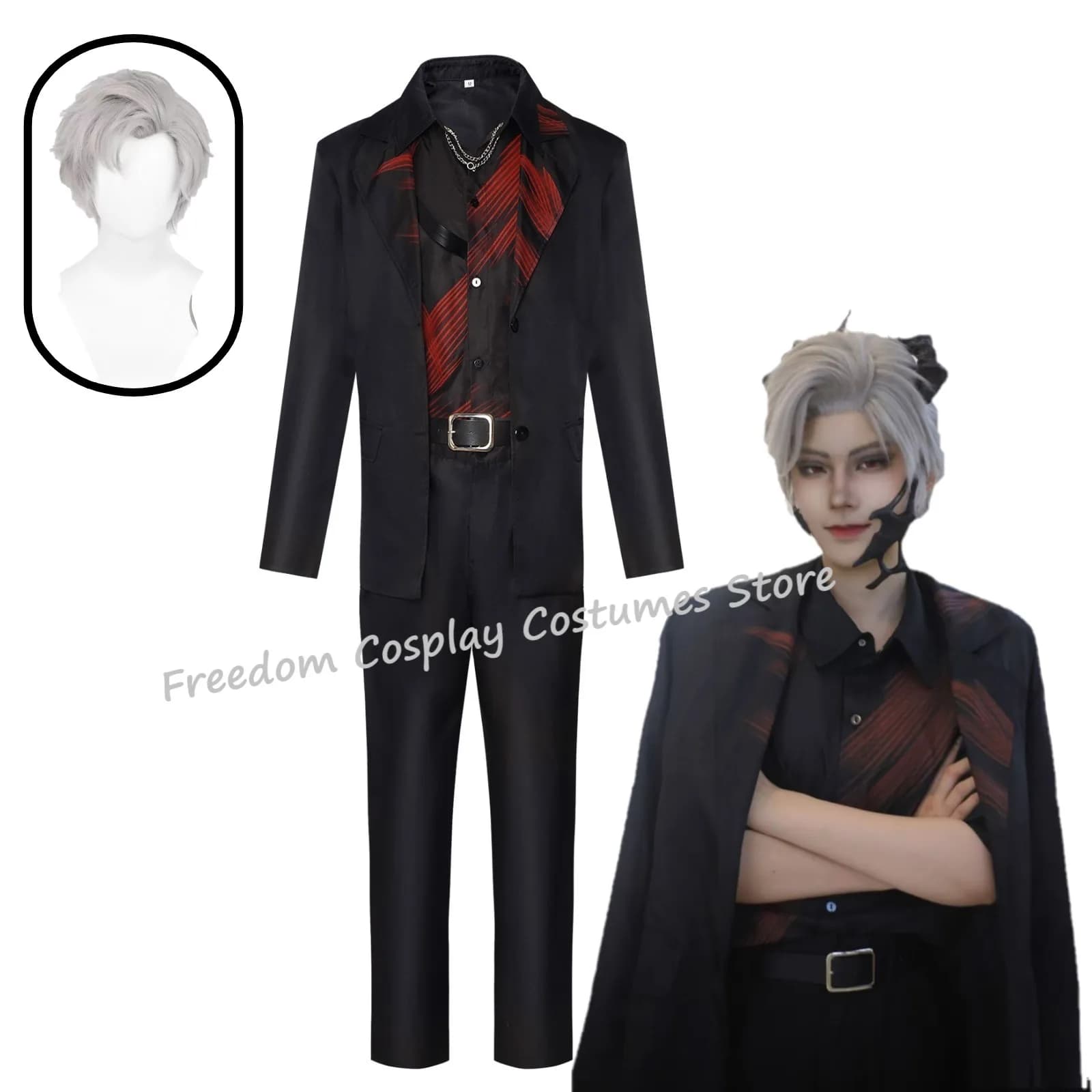 Game Love And Deepspace Sylus Cosplay Costume wig Sylus Relentless Conqueror Coat shirt pants Men Women Halloween suit