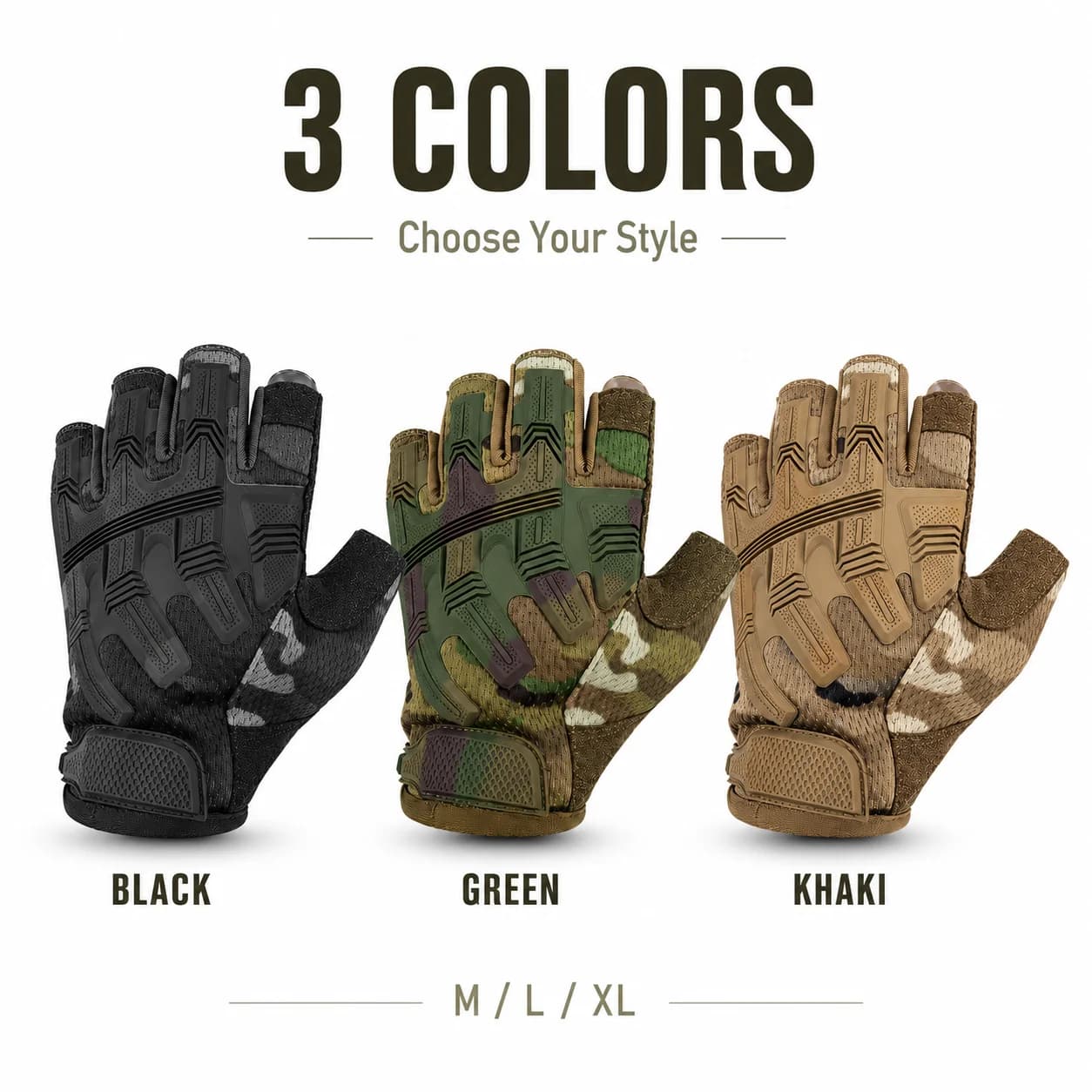 Full Finger Tactical Gloves Breathable Anti-Slip Lightweight Adjustable Wrist for Cycling Hiking Camping Outdoor Work