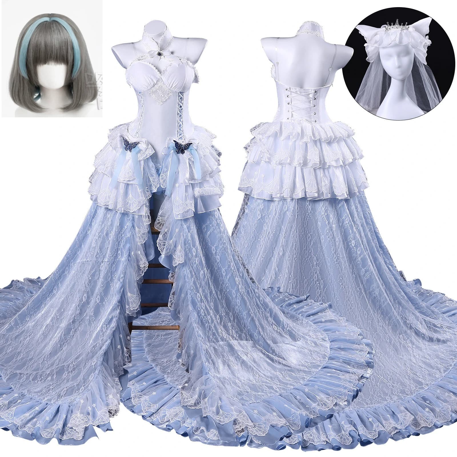 Cheshire Costume Cosplay Gioco Azur Lane Cheshire Giuramento Abito da sposa Parrucca da sposa Lolita Abito da principessa Gioco di ruolo Vestito per la festa