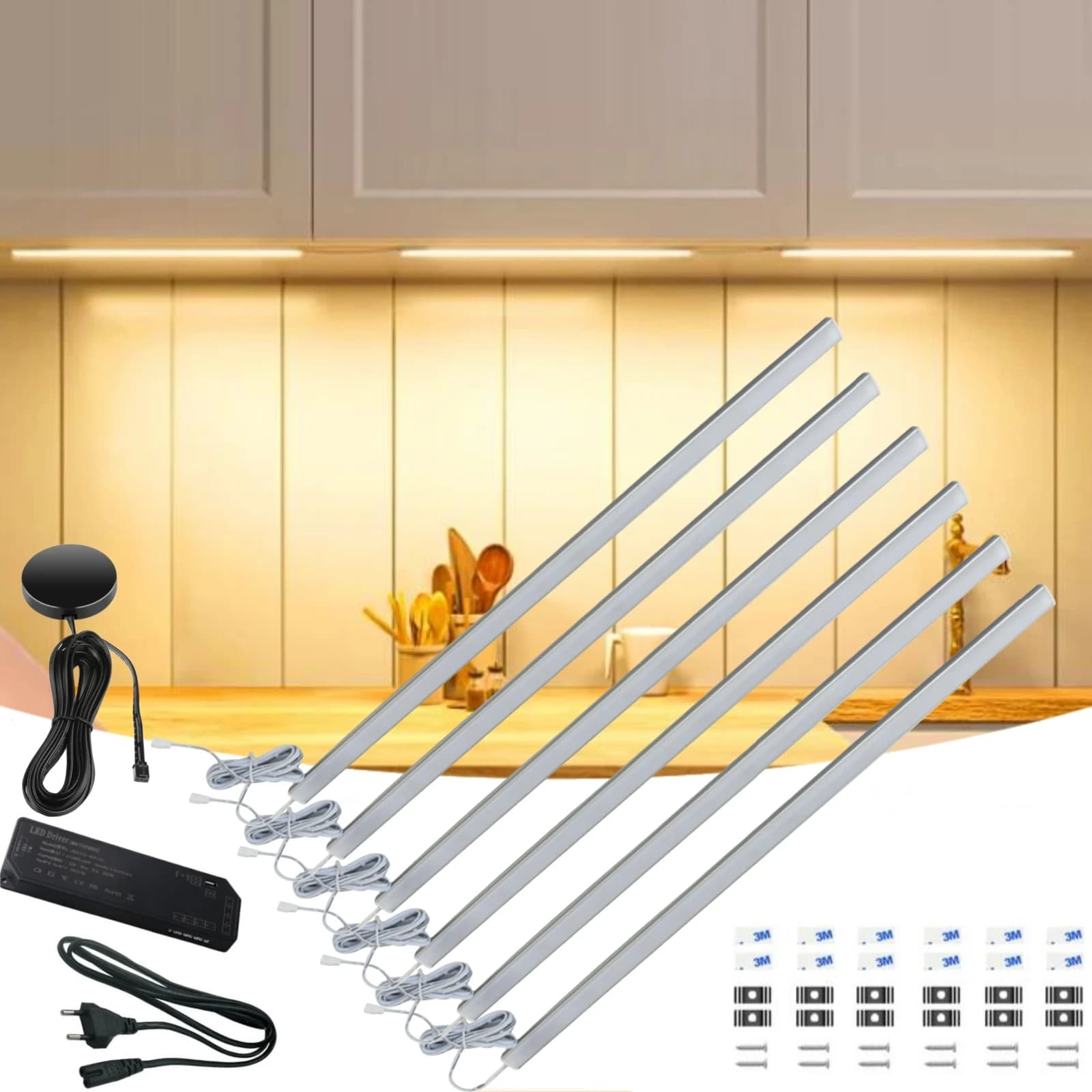 Barra luminosa a LED penetrabile per armadietto 12V in legno dimmerabile Touch Hand Scan armadio da cucina armadio lampada da notte 30CM 40CM 50CM