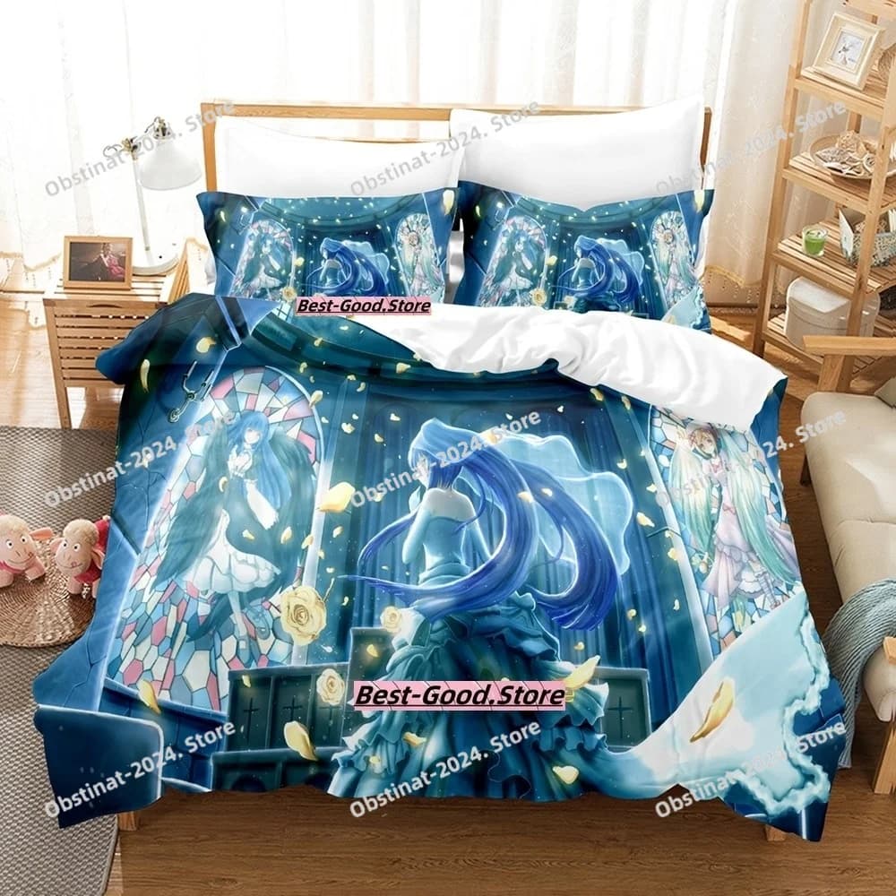 2024 Umineko When They Cry Set biancheria da letto Set letto stampato Copripiumino Lenzuolo Federa Copripiumino morbido Completo Queen King Size Anime