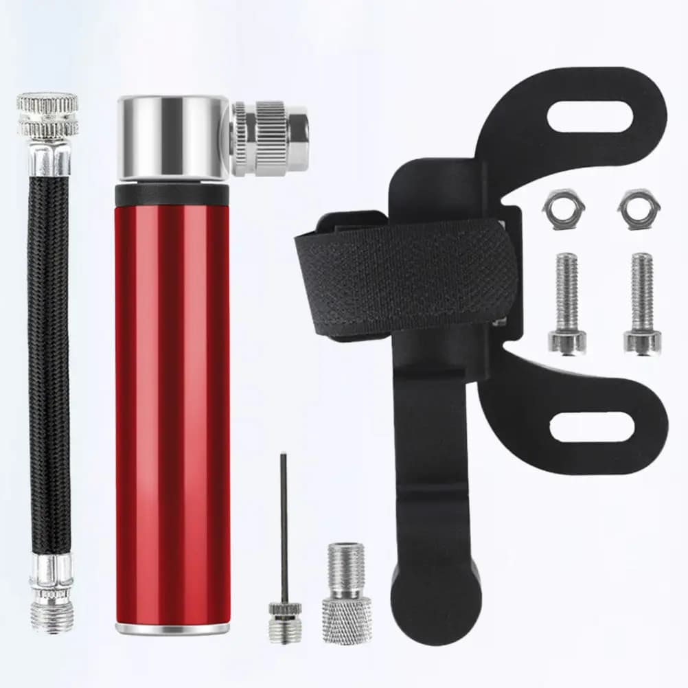 Set Mini Gonfiatore per Pneumatici Bici, Pompa d'Aria Portatile in Lega di Alluminio con Design a Chiusura Ermetica Bloccabile