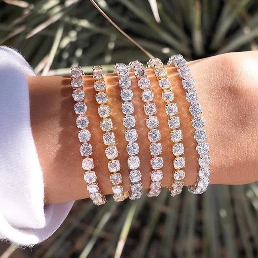 Bracciale Tennis abbagliante per donna uomo 4mm zircone lucido ghiacciato catena cristallo coppia uomo bracciale donna gioielli all'ingrosso