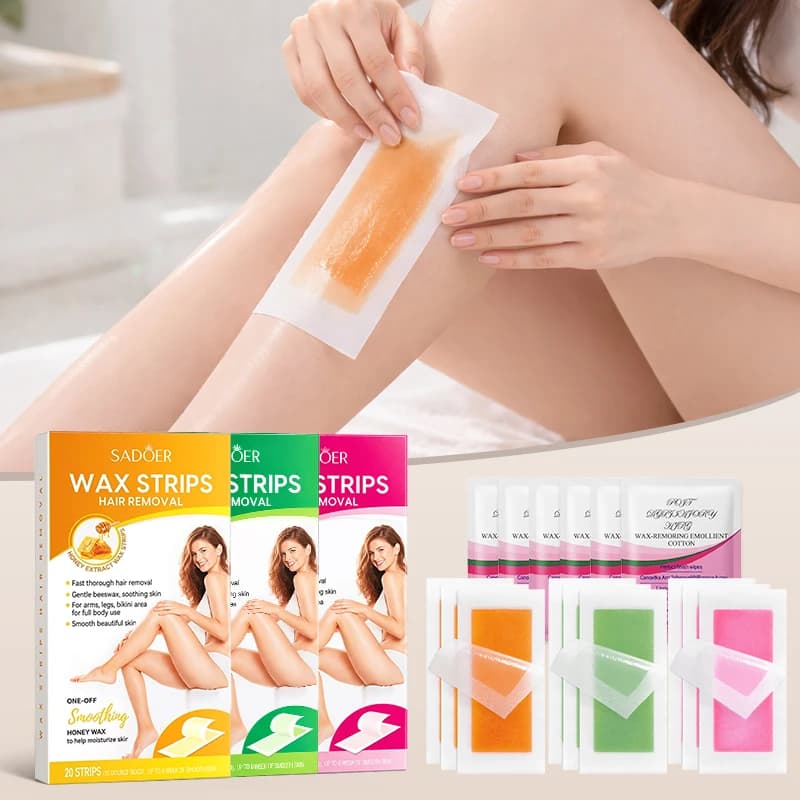 30Pcs/60Sides Depilatory Wax Strips Hair Removal Wax Professional Paper Cold Wax Strips Paper For Face Arm Leg Body Beauty Tools