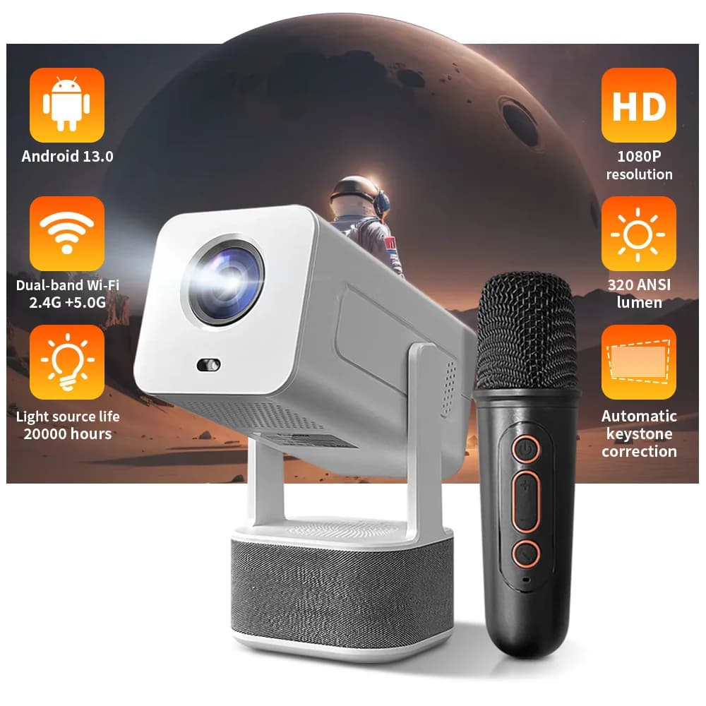 Proiettore Karaoke da esterno, macchina all-in-one per cinema a doppio grano portatile 1080P, un must per l'intrattenimento in campeggio KTV domestico
