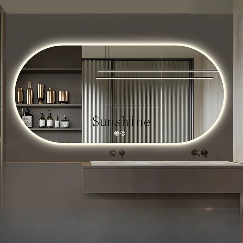 Specchio da bagno antiappannamento a parete per trucco con specchio lavabile luminoso a led