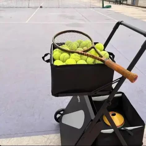Macchina portatile per la raccolta delle palline da tennis, carrello pieghevole per la raccolta delle palline, carrello per l'allenamento del tennis.