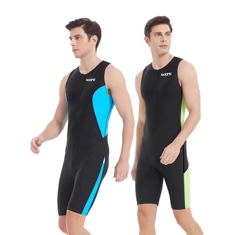 Men Women One Piece Knee Length Outdoor WaterProof Surfing SwimWear Professional SharkSkin Fabric Bathing Beach SwimSuit