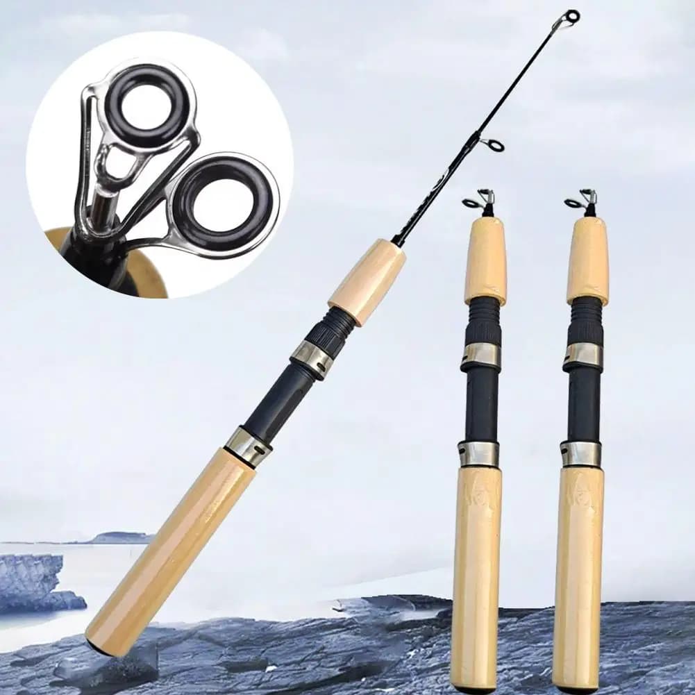 Mini Ice Fishing Rod Portable Carbon Fiber Winter Fishing Pole 55/65/75cm Ultra Short Solid Tip Fishing Tackle
