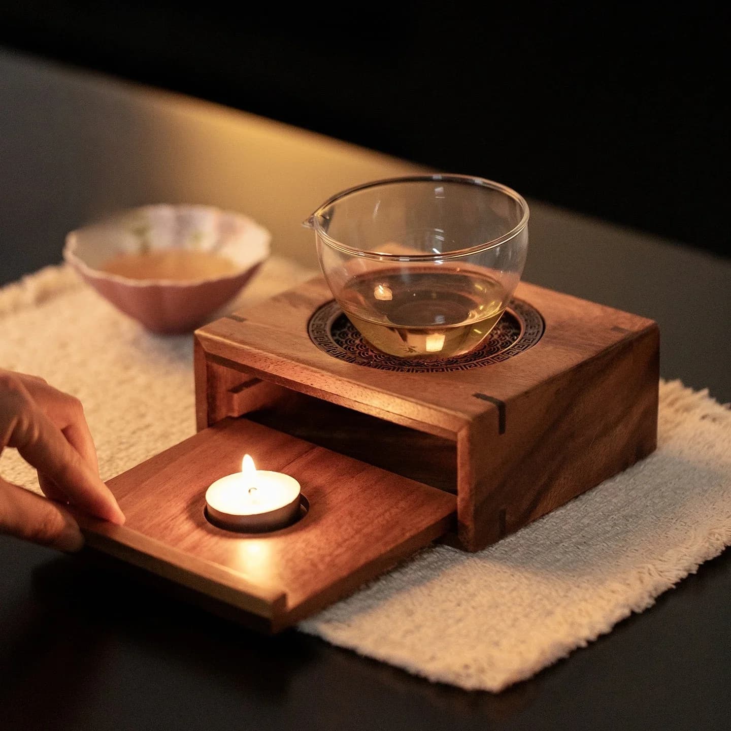Walnut Warm Tea Stove Candle Heating Base Male Cup Teapot Insulation Stove Titian Roasted Stove Tea Warmer Coffee Warmer Holder