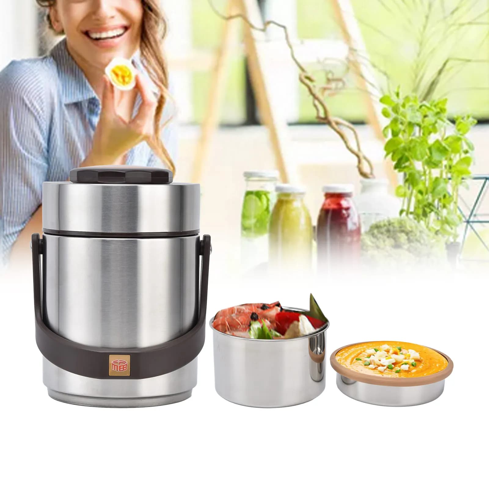 Contenitore Termico in Acciaio Inox da 1500ml, Portapranzo Isolato Sottovuoto per Adulti, Barattolo per Pasti in Movimento