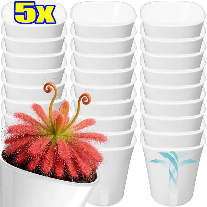 Flower vases Transparent to Double Layer with Auto-Irrigation System, Auto-Asorbent Indoor Vase for Herbs and Seeds, Home Garden Accessories