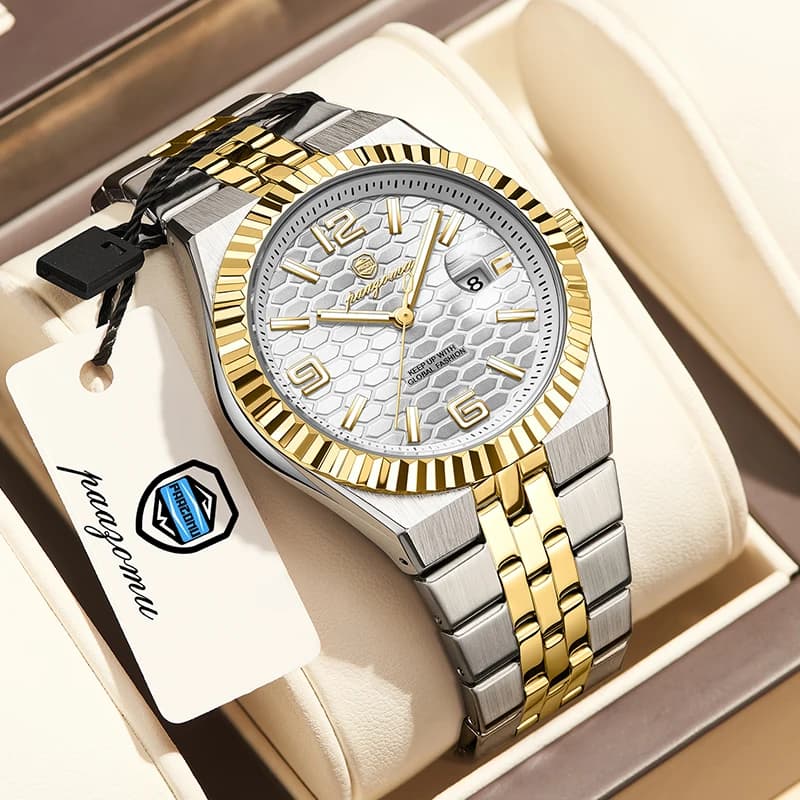 PAAZOMU Top Brand Men's Watches Waterproof Luminous Date Stainless Steel Quartz Watch For Man Luxury Best Gift Choice+Box Reloj