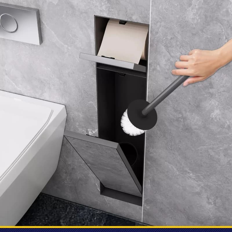 Nicchia a scomparsa per spazzolino WC, nicchia a scomparsa 2-in-1 in acciaio inox per porta fazzoletti