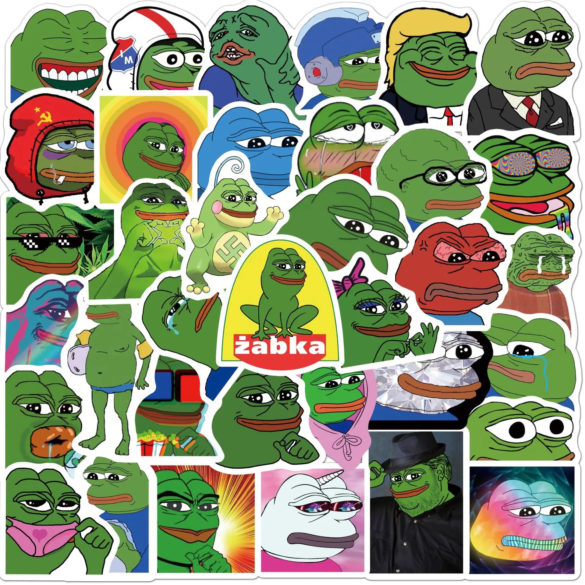 50 Pezzi Adesivi Divertenti Pepe Frog, Decalcomanie Pepe Frog per Telefono, Laptop, Valigia, Notebook, Skateboard, Adesivi Impermeabili