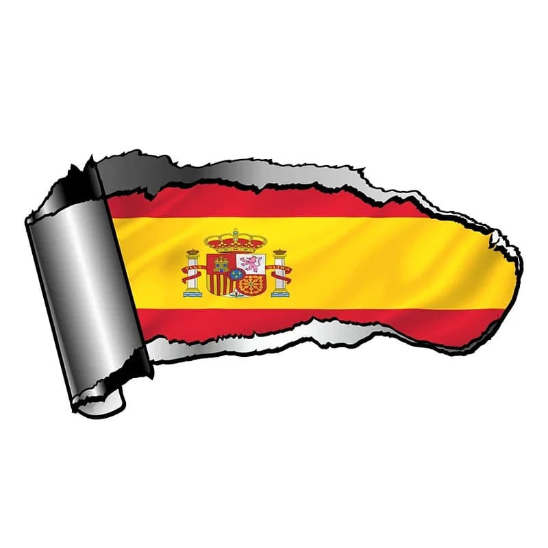 Open Ripped Car Sticker Gash Design Metal Ripped with Spanish Country Flag Decal Decorative For Vinyl Rear Light, 13CM * 6CM