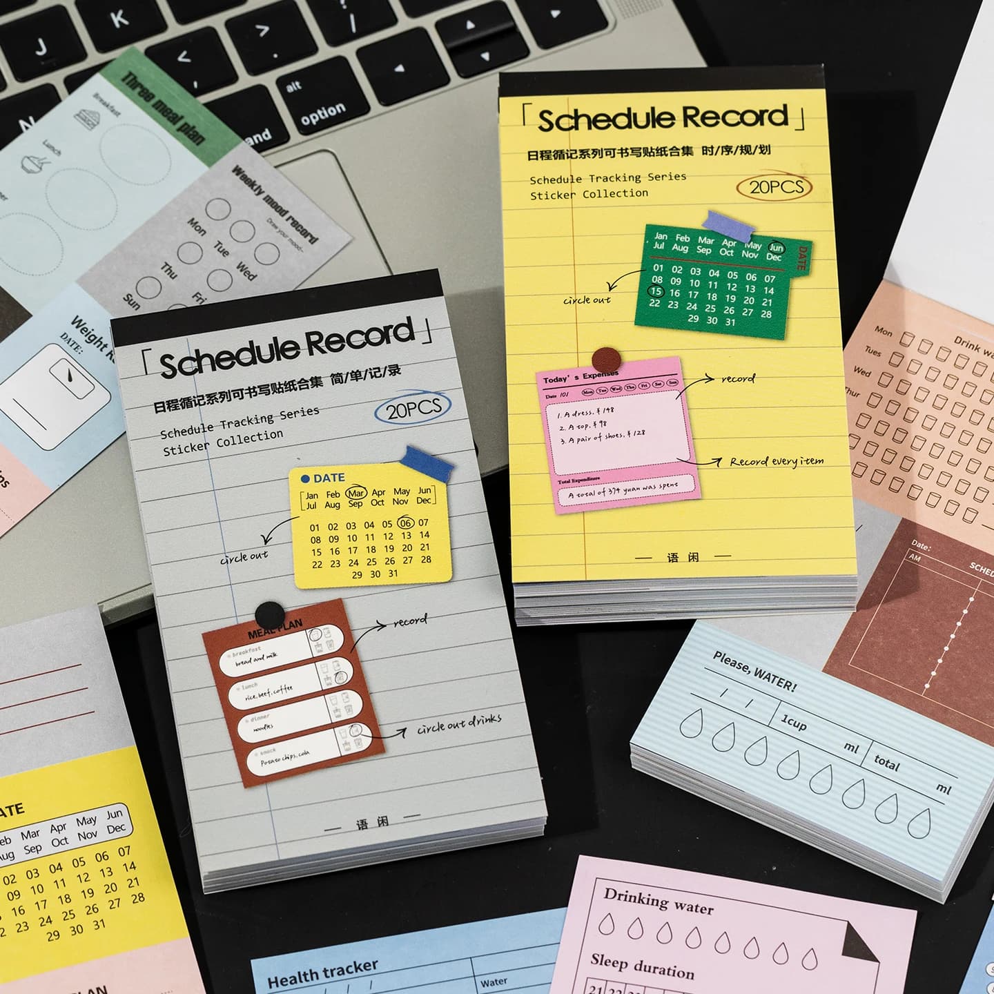 20 Pezzi Adesivi per Planner, Accessori per Diario, Adesivi per Quaderni, Materiale Fai-da-Te, Adesivi per Scrapbooking, per Quaderni e Agende