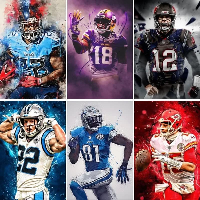 American Football atleta ritratti pittura diamante per adulti giocatore di Rugby poster Full Drill Gems dipinti Man Cave Gift