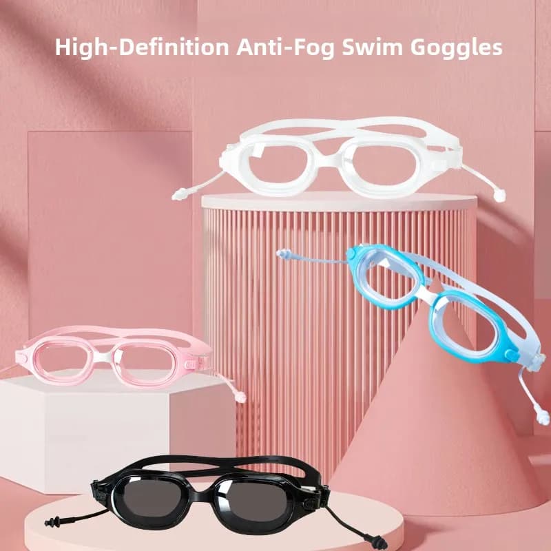 Transparent HD Swimwear Waterproof Duvets with Earplugs, Flats for Miopia 200-700 Grades, Resistant and Comfortable