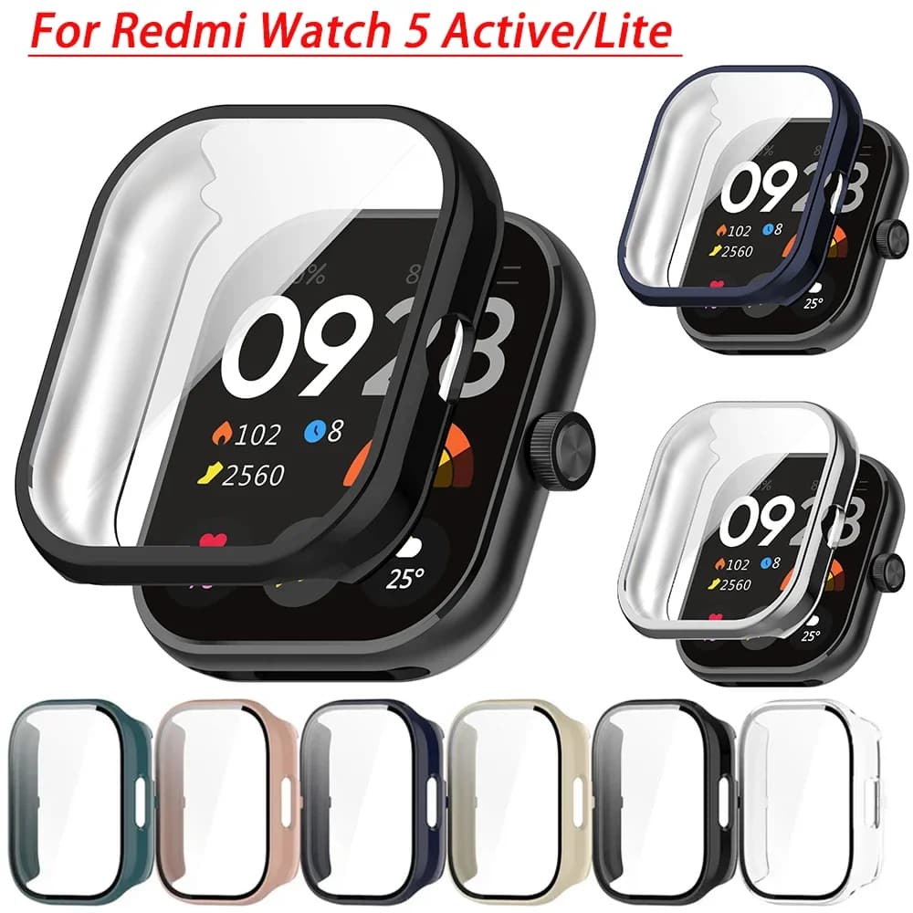 Per Xiaomi Redmi Watch 5 Active/Lite Vetro temperato + Custodia per PC Custodia protettiva morbida per schermo in TPU Custodie per orologi per Redmi Watch 5 Lite