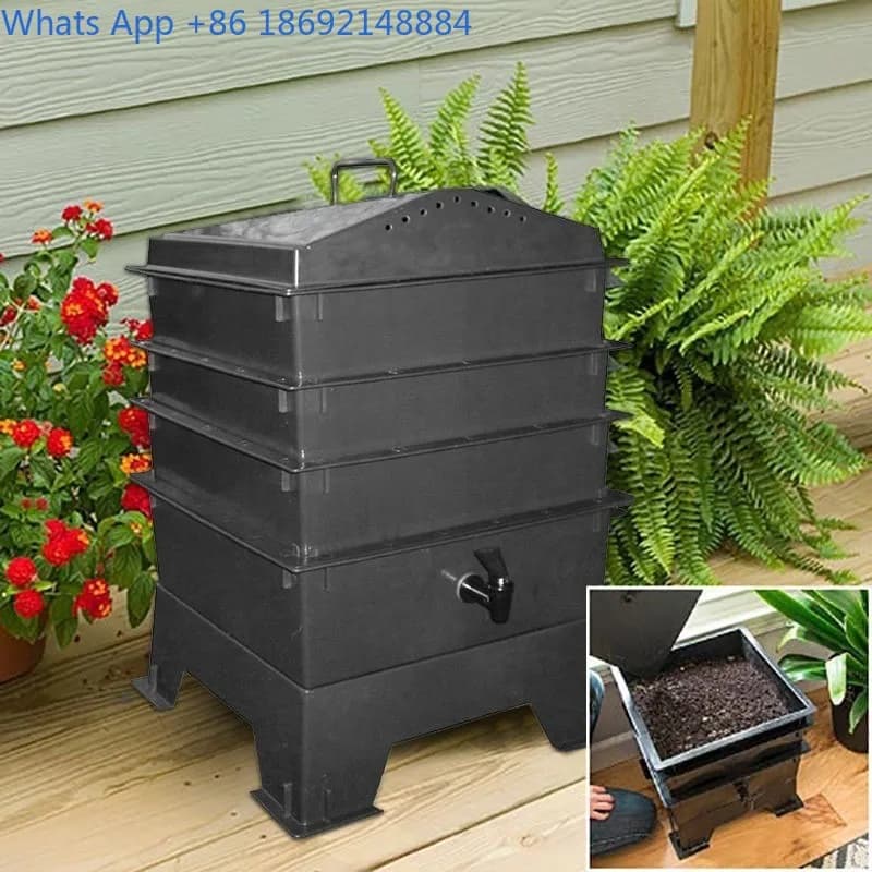 Compostiera da Esterno Grande 300L per Foglie, Rifiuti Alimentari, Giardinaggio, Compost Box da Cortile, Fermentazione Foglie per Uso Domestico