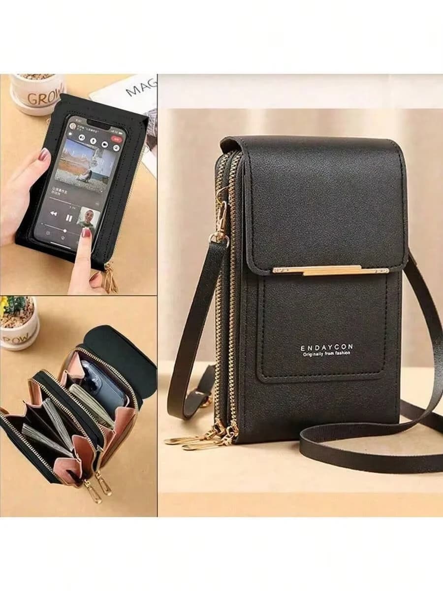 Borsa a tracolla mini multifunzionale da donna con touchscreen - Portafoglio con scomparti per carte, ideale per il pendolarismo e come regalo.