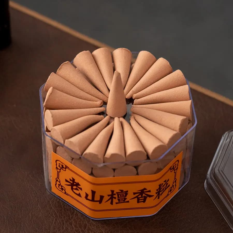 100 capsule/1 scatola di legno di sandalo a forma di cono torre di incenso grande scatola cilindrica ottagonale - momenti magici, meditazione e