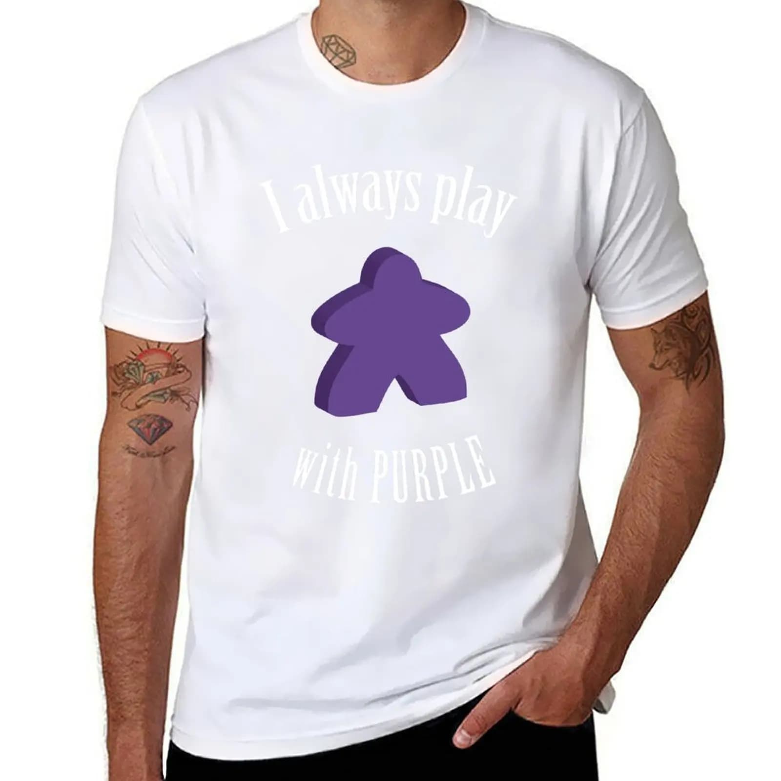 Gioca sempre con il gioco da tavolo Meeple viola Design T-shirt magliette stampate per uomo magliette da uomo T-shirt casual da uomo