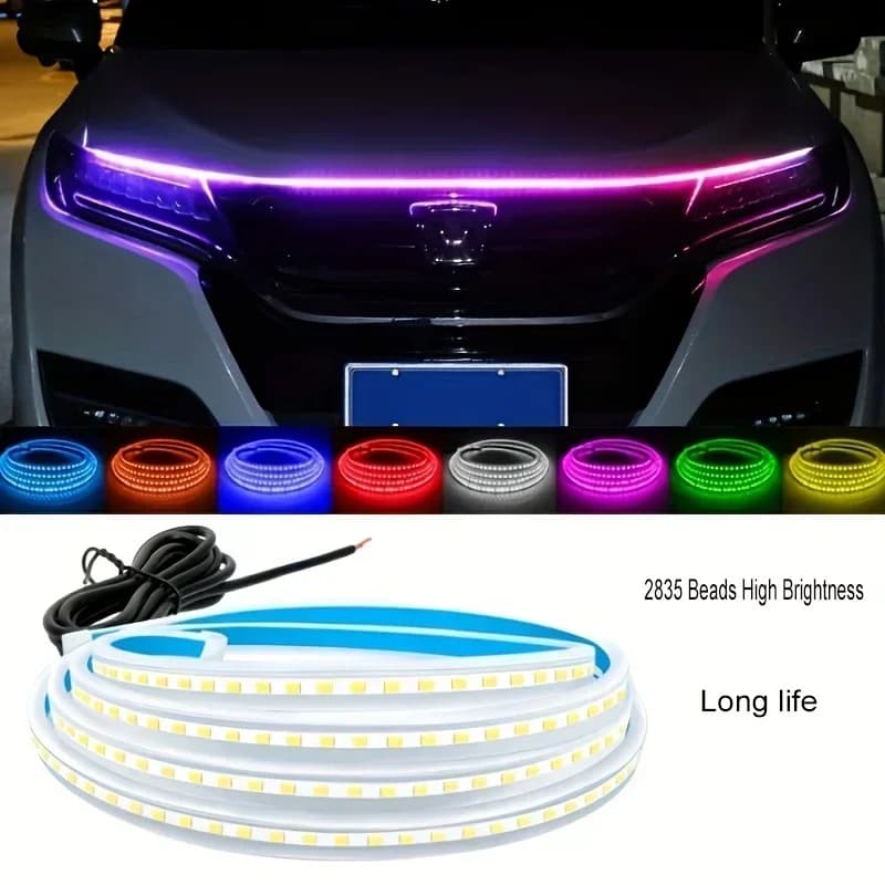 1 Pezzo Luci LED Universali per Cofano Auto, Striscia Luminosa Decorativa Tagliabile, Lampade Atmosfera Auto, Luci Diurne DRL
