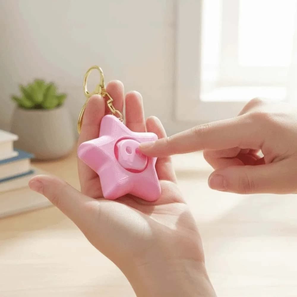 Ciondolo a Stella Rotante 3D Stampato in PLA, Mini Fidget Spinner Impermeabile Anti-smarrimento, Accessorio per Feste e Giochi, Charm per Borsa