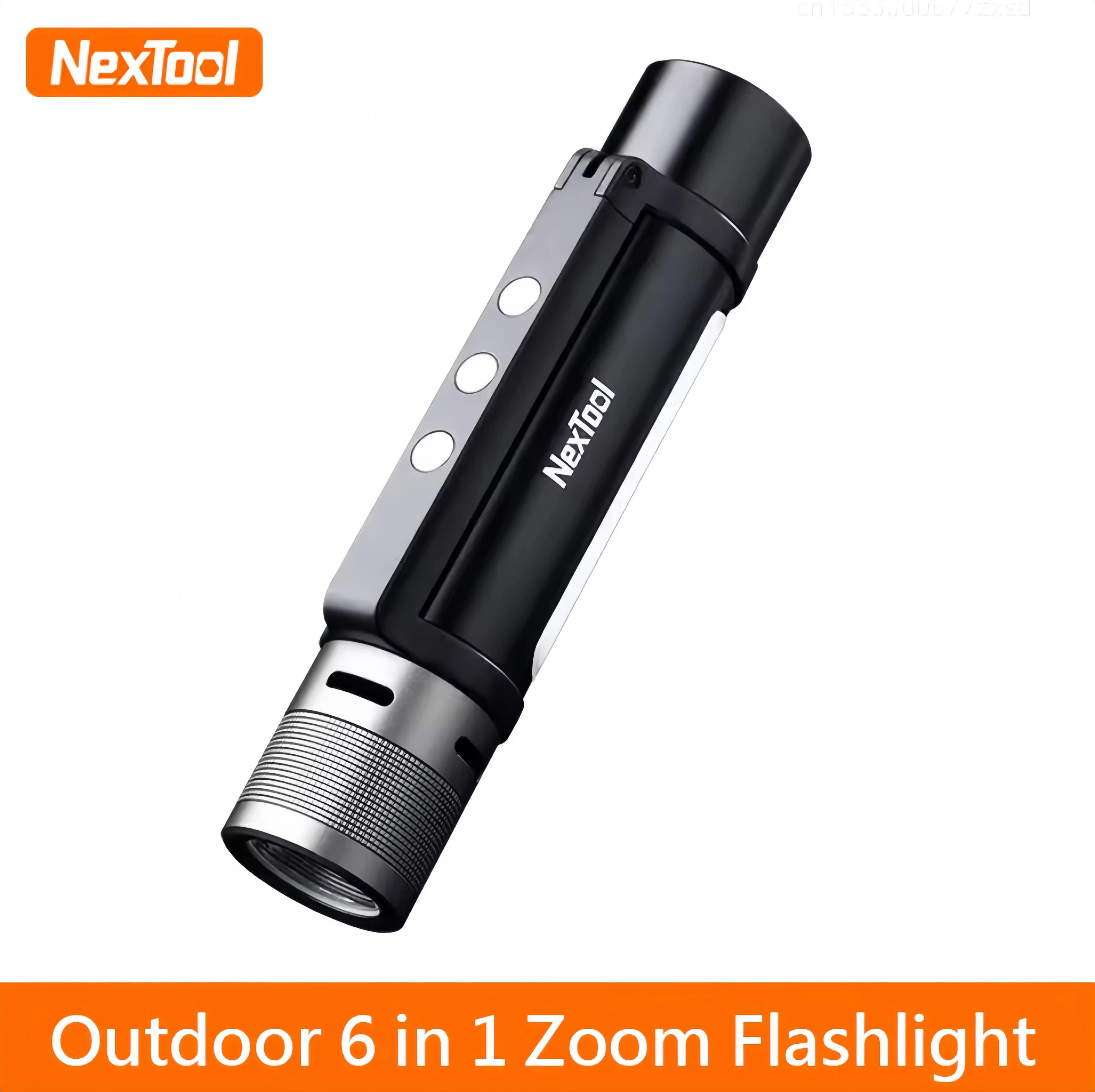 NexTool 6-in-1 Outdoor 1000lm Side-light Zoomable Alarm Flashlight S.O.S Light Rechargeable Mobile Power Bank Magnetic Camping
