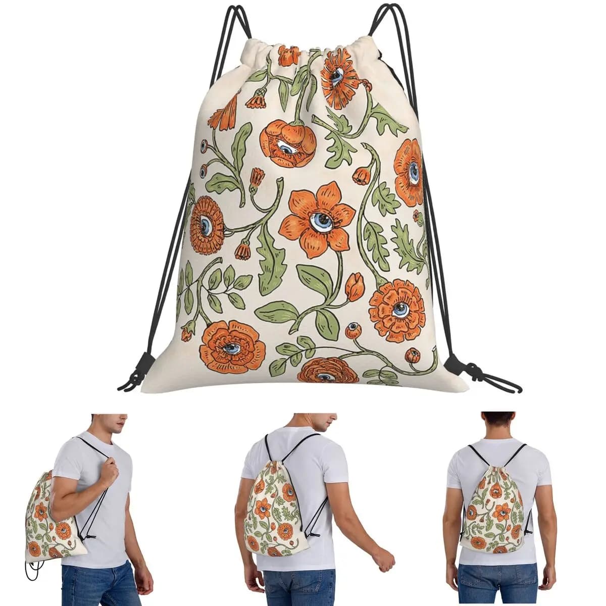 Zaini da giardino alla moda, borse portatili con coulisse, borse portaoggetti, borse per libri per uomo, donna, scuola