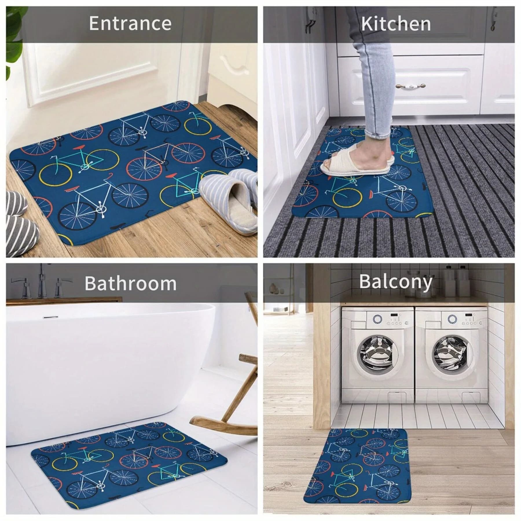 1PC modello arti della bicicletta tappetini per porte tappeti da cucina antiscivolo design pop tappeti da soggiorno tappetino da bagno per la casa lavello lavanderia arredamento