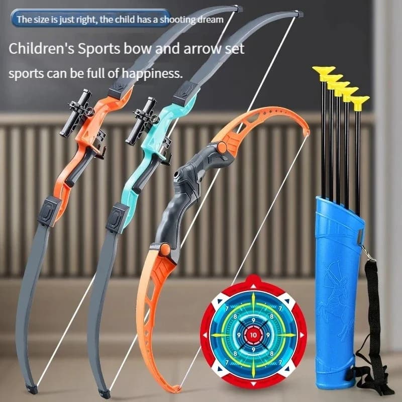 Giocattolo per bambini con arco e freccia da 52 cm Giocattolo per esercitazioni di tiro all'aperto con bersaglio Multigiocatore Competizione Sport Regalo di compleanno per bambini