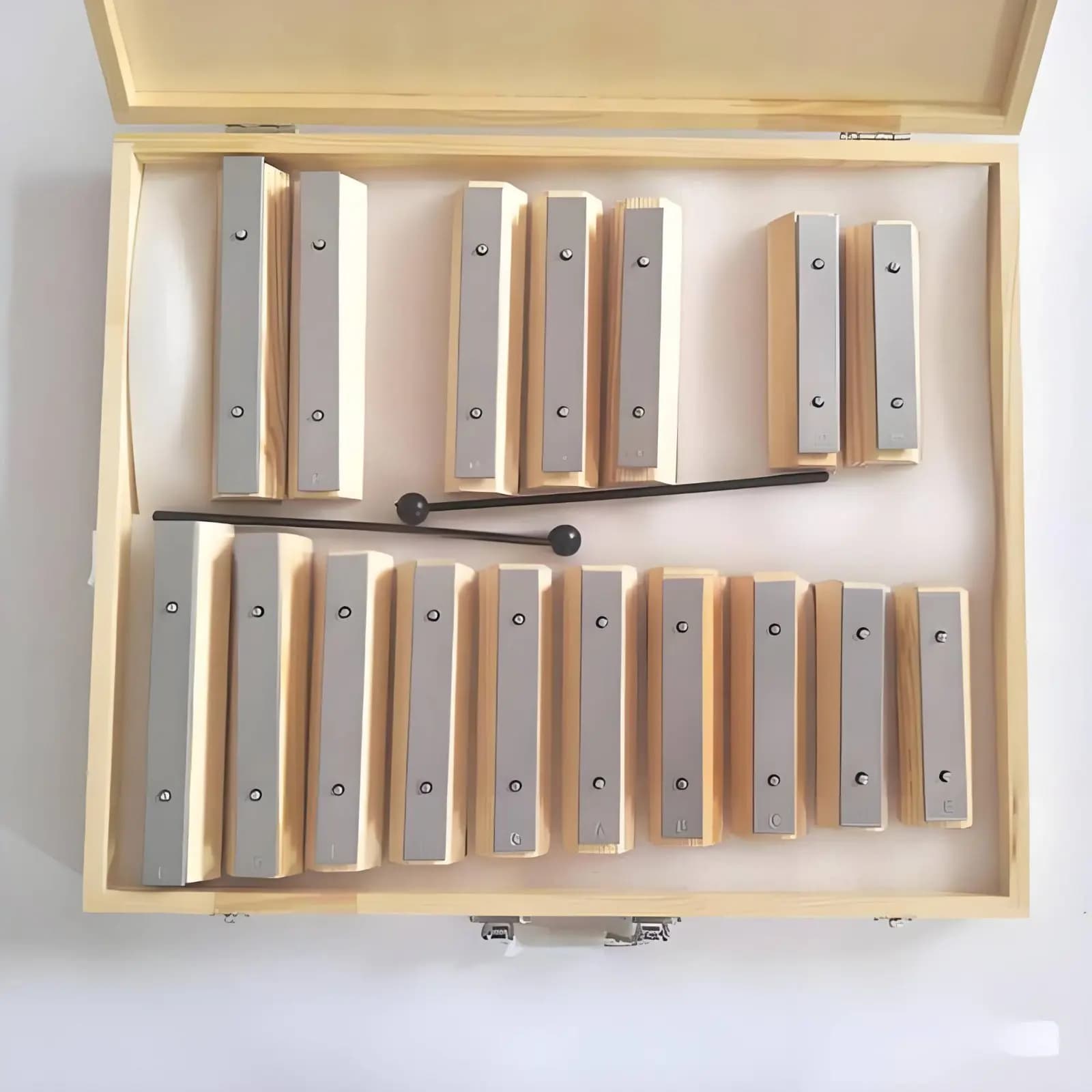 Set di 17 Note in Legno Facile da Suonare, Kit di Campane Acustiche in Alluminio, Costruzione in Legno e Metallo per Aula