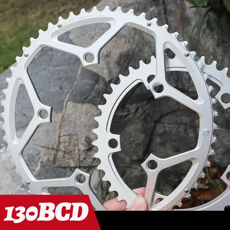 Corona 130 BCD a 5 Fori, Doppia Corona Argento Ultraleggera 53/39 54/40 per Bici da Strada