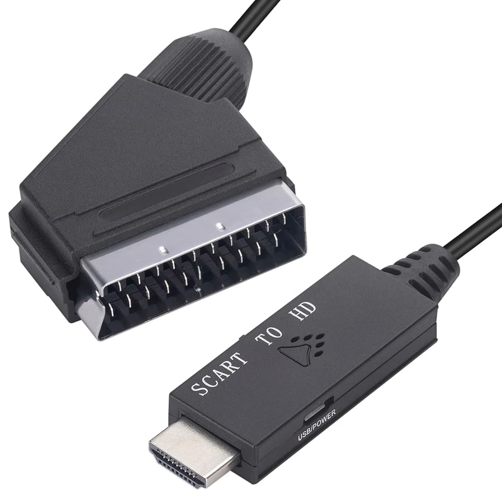 Adattatore Audio Video da 1m da Scart a HDMI compatibile, Convertitore Video 1080P, Cavo Micro USB DC 5V, Accessori per Set-top Box