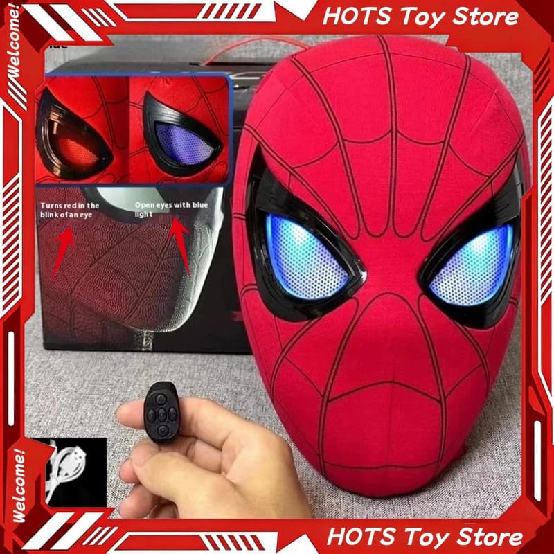 Maschera Casco di Spider-Man Marvel in Vendita, Figurina Cosplay con Occhi Luminosi Controllabili Elettricamente, Modellino da Collezione
