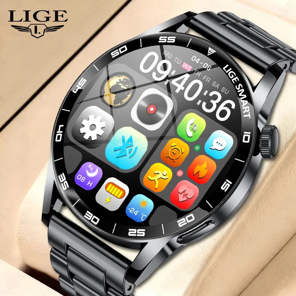 LIGE Smartwatch da Uomo alla Moda, Sportivo, Fitness, Nuovo 2026, Schermo HD, Cardiofrequenzimetro, Chiamate Bluetooth, Impermeabile, per Esterni, anche per Donna